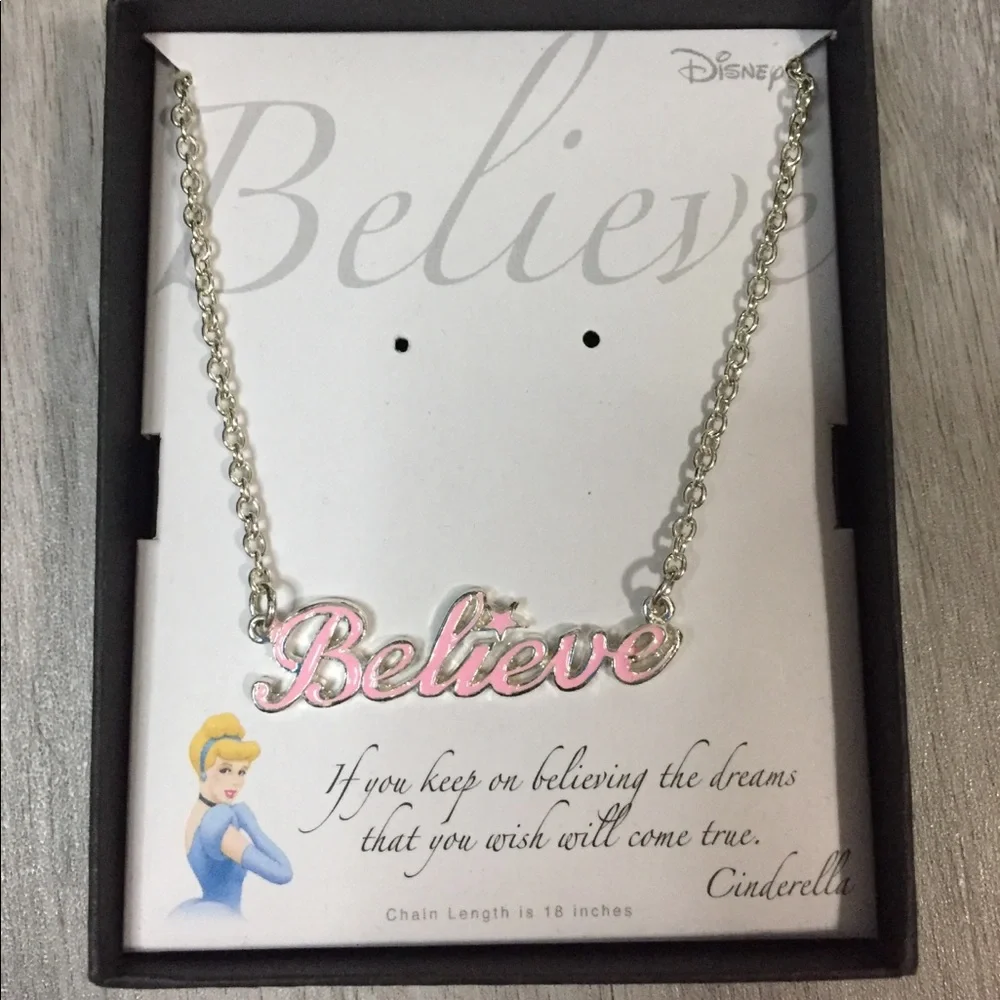 Cinderella Believe Princess Necklace with Quote Box
